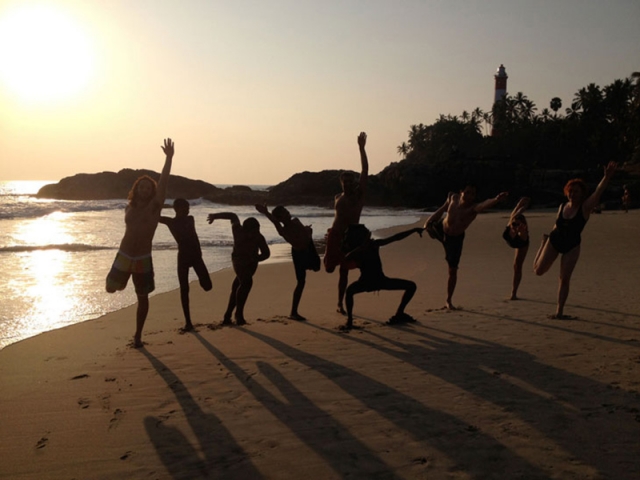Kerala Yoga Poses on Beach